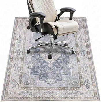 Office Chair Mat - for Hardwood Floors, Large Non-Slip Easy-Clean Floor Protection Blanket Blue, 60 x 48in