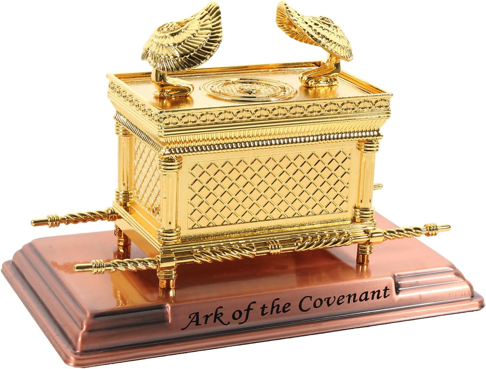 OSKOE Ark of The Covenant Statue Jewish Testimony Israel Judaica Gift Table Top Ark of The Covenant Trinket Box Gold Plated Model Ancient Ornament