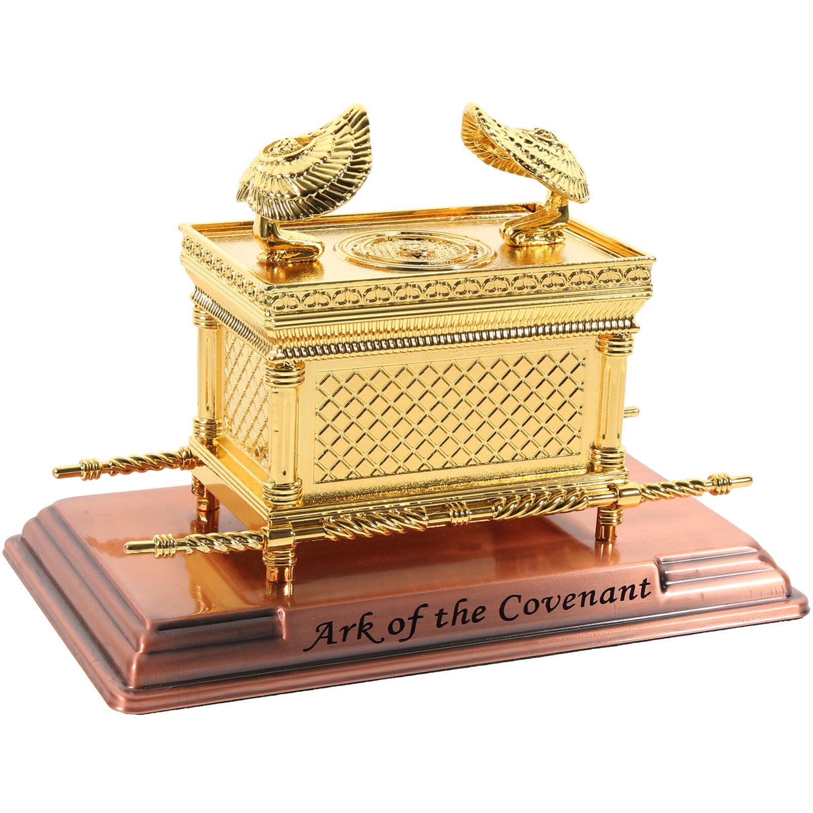 OSKOE Ark of The Covenant Statue Jewish Testimony Israel Judaica Gift Table Top Ark of The Covenant Trinket Box Gold Plated Model Ancient Ornament