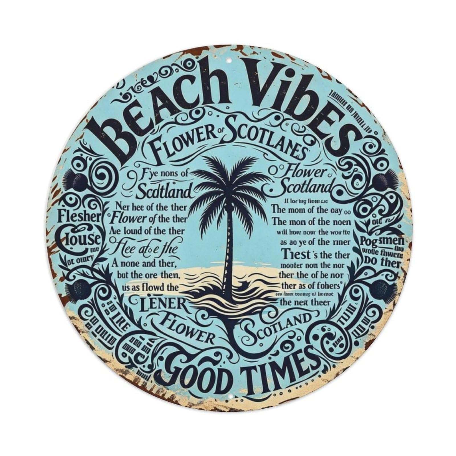 Beach Vibes Metal Tin Sign Plaque