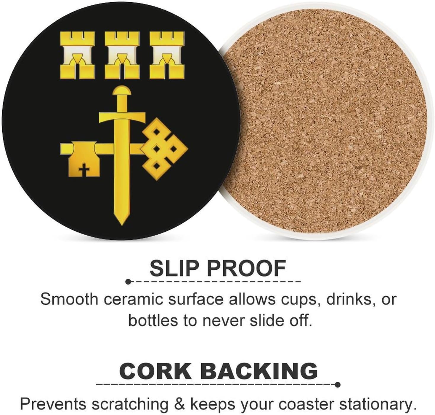 Flag of Ternopil Oblast Round Ceramic Coasters for Drinks Absorbent Cup Holder Tabletop Protector with Cork Base