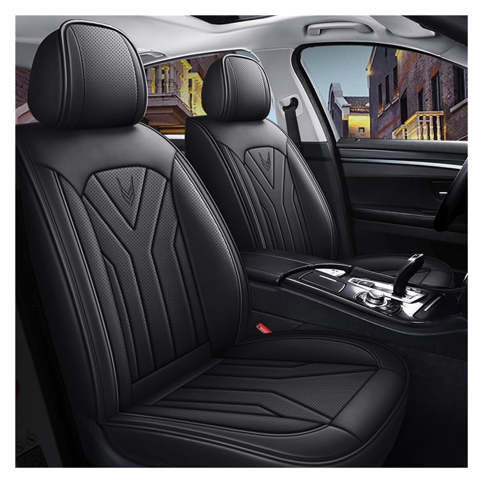 Housses de Siège de Voiture pour Toyota Prius 2002-2024, Ensemble Complet de Housses Siege Auto Cuir, Compatible avec Les Airbags Latéraux, 5 Seats(Black)