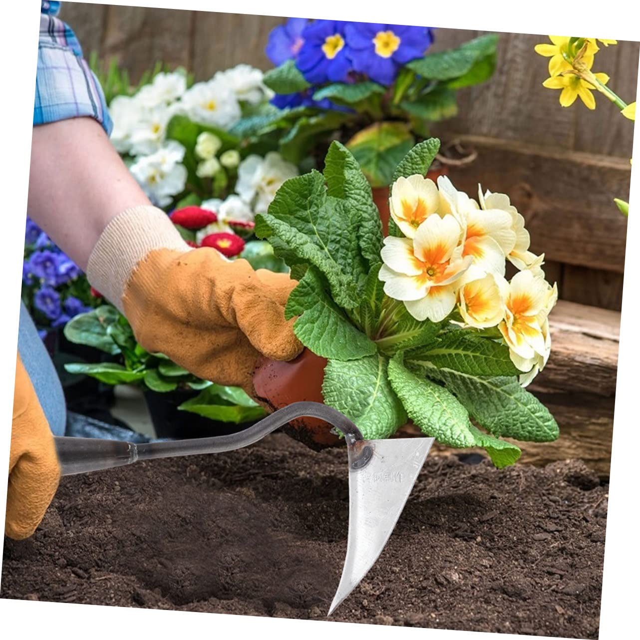 Kisangel Attrezzo Triangolare in Ferro Leggera e Multifunzione per Giardinaggio, per Trapianto e Dissodamento del Terreno in Casa e Giardino