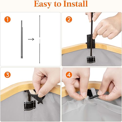 Miniatura 86 de Lifewit Cesta grande de 100 litros con tapa para ropa con asas de bambú y bolsa extraíble, plegable para dormitorio, baño, residencia universitaria