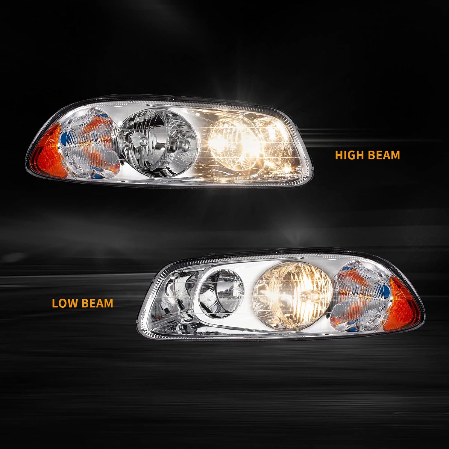Pair Headlight Headlamps Assembly Fits for Mack Pinnacle, Granite, Vision, CX, CT Truck Chrome Left Driver & Right Passenger Side