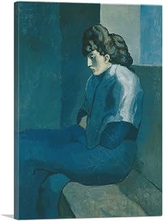 ARTCANVAS Melancholy Woman 1902 Canvas Art Print Stretched Framed Painting Picture Poster Giclee Wall Decor by Pablo Picasso - 12" x 8" (0.75" Deep)