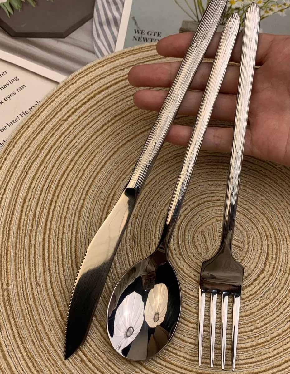 Silverware set for 4 Stainless Steel 20 Piece Modern Flatware Set with Wood Grain Mirror Polished Unique Cutlery Utensils Sets for Home Kitchen Dishwasher Safe Tableware Set