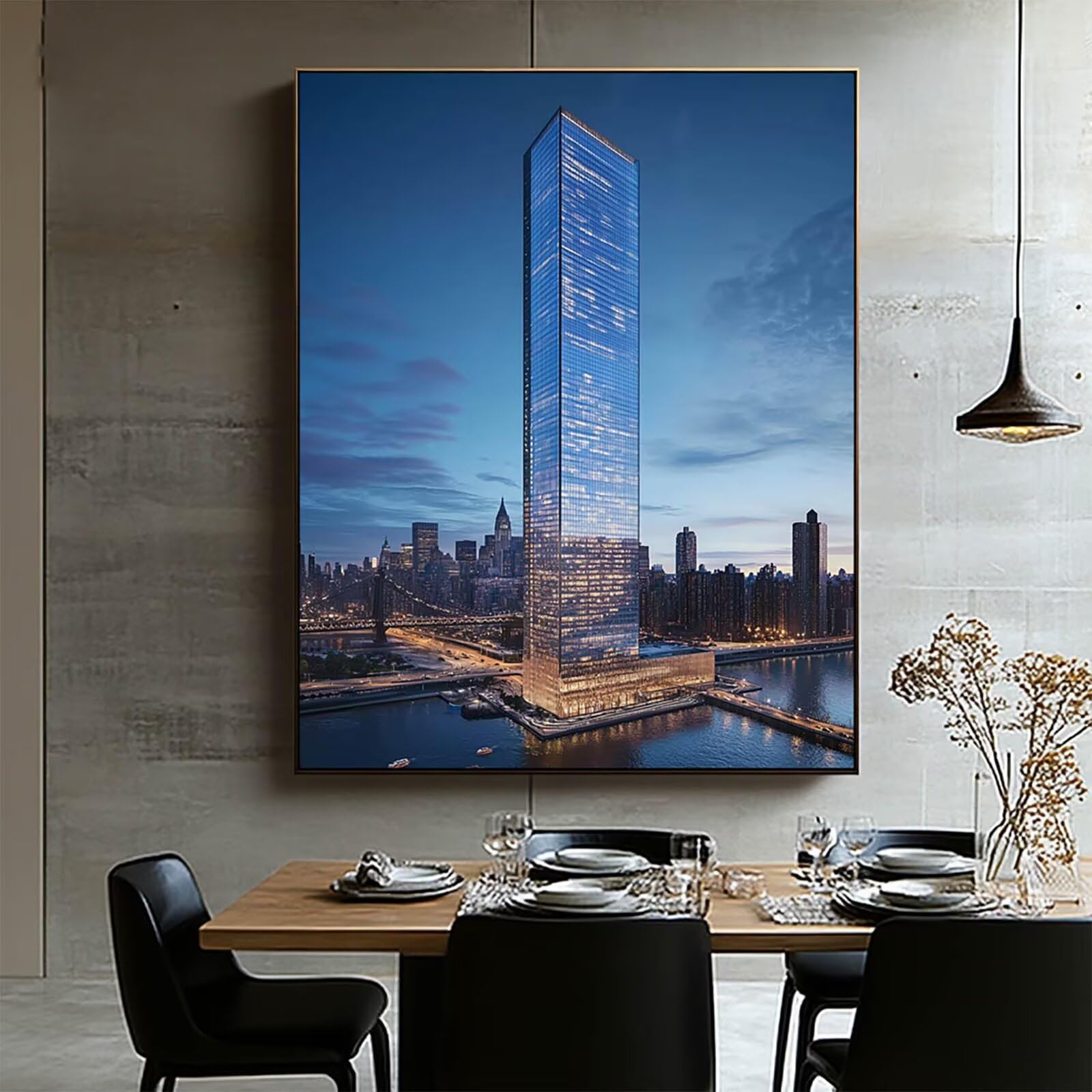 Malowanie według numerów dorosłych drapacz chmur, malowanie według numerów Architektura zestawy malarskie z farbami akrylowymi pędzlem malarskim i płótnem 135 x 100 cm, farba według numerów na prezent