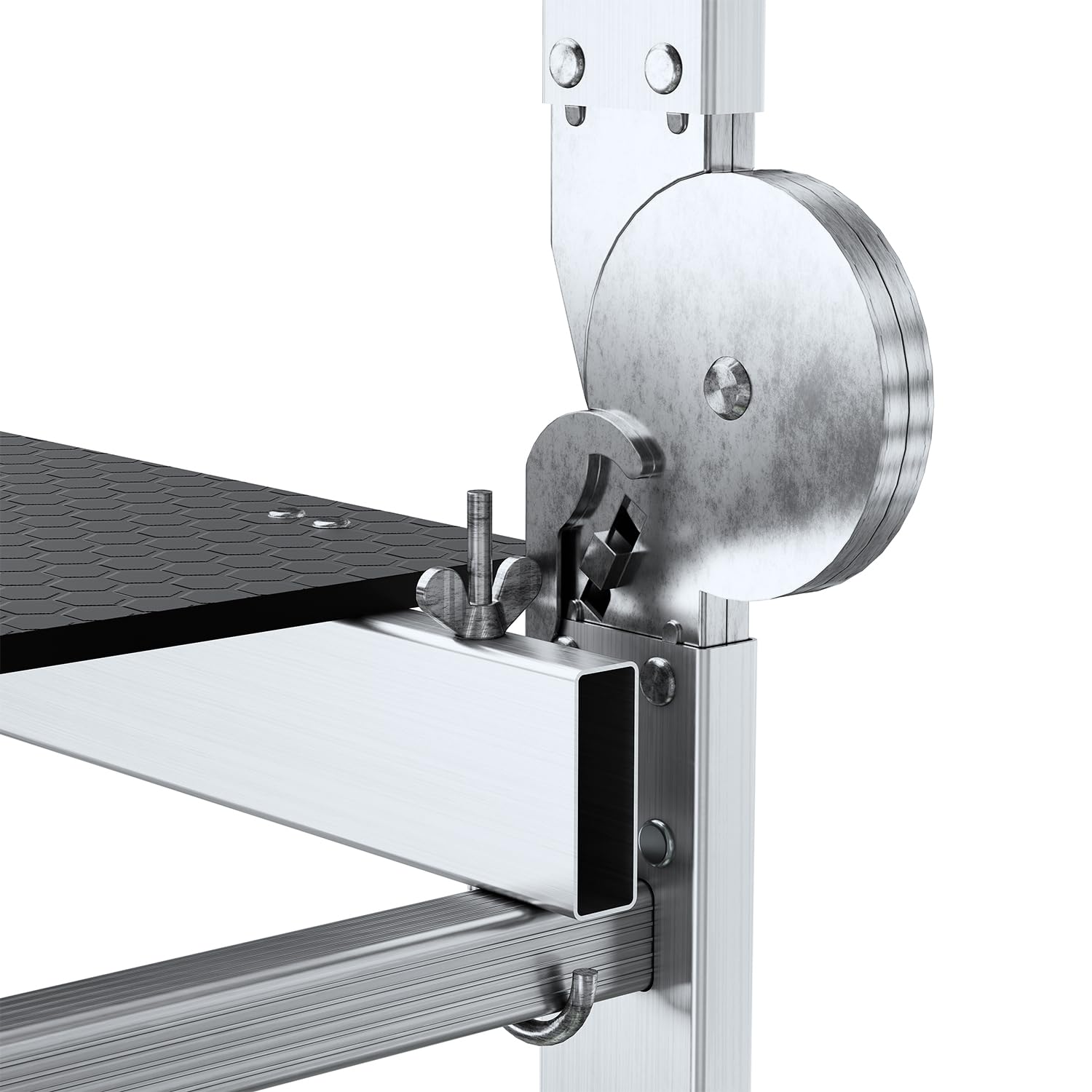 DRABEST Hector Basic – Escalera – Andamio – Escalera plegable – Escalera de aluminio – Andamio – Altura máxima de trabajo 4 m – Escalera multiusos – Escalera de tijera – Andamio – para jardín, hogar