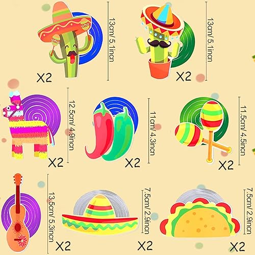 Miniatura 3 de 32 decoraciones de remolinos colgantes para fiesta mexicana, cumpleaños de dos días de taco, suministros de fiesta de Cinco de Mayo, decoraciones
