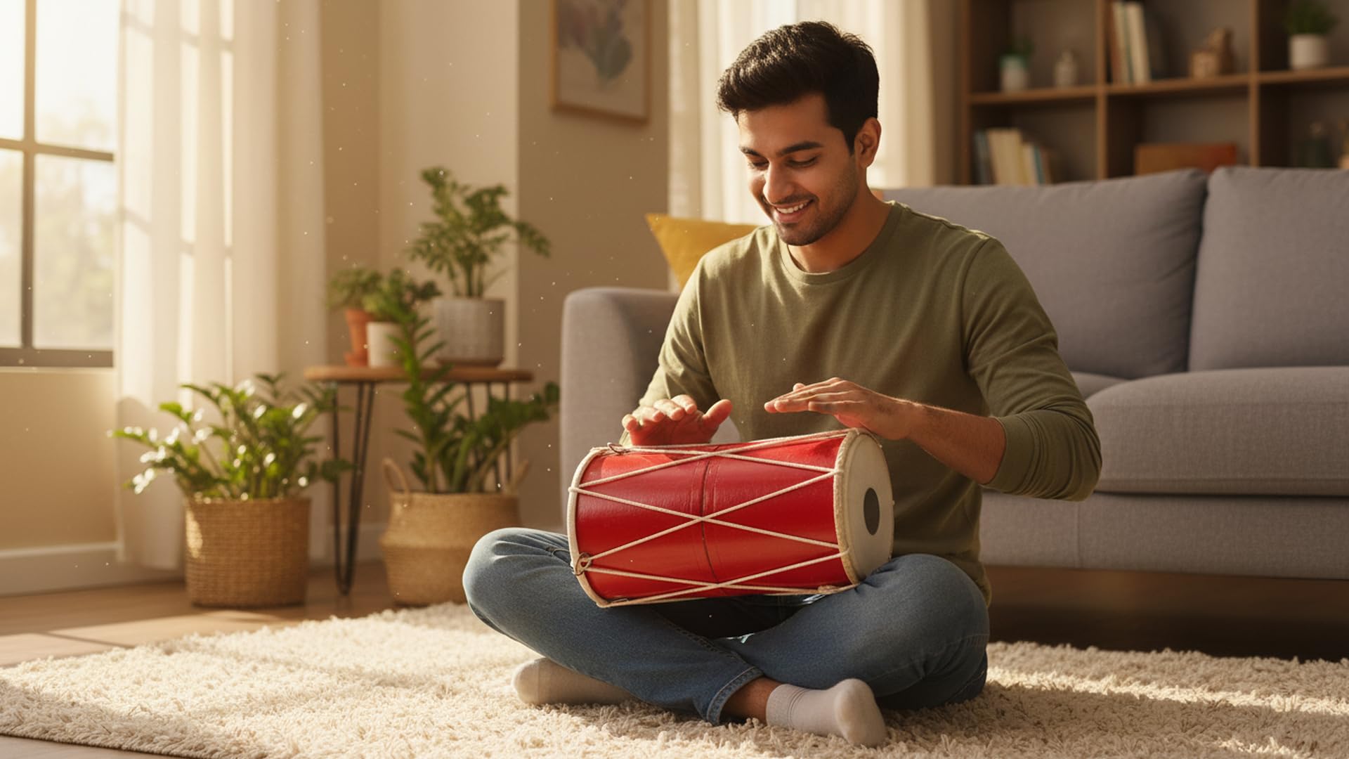 Fatto a mano in legno e pelle classica indiana folk tabla batteria a percussione a mano strumenti musicali del mondo Punjabi Dhol Dholak Dholki Divertimento per adulti Compleanno Inaugurazione della