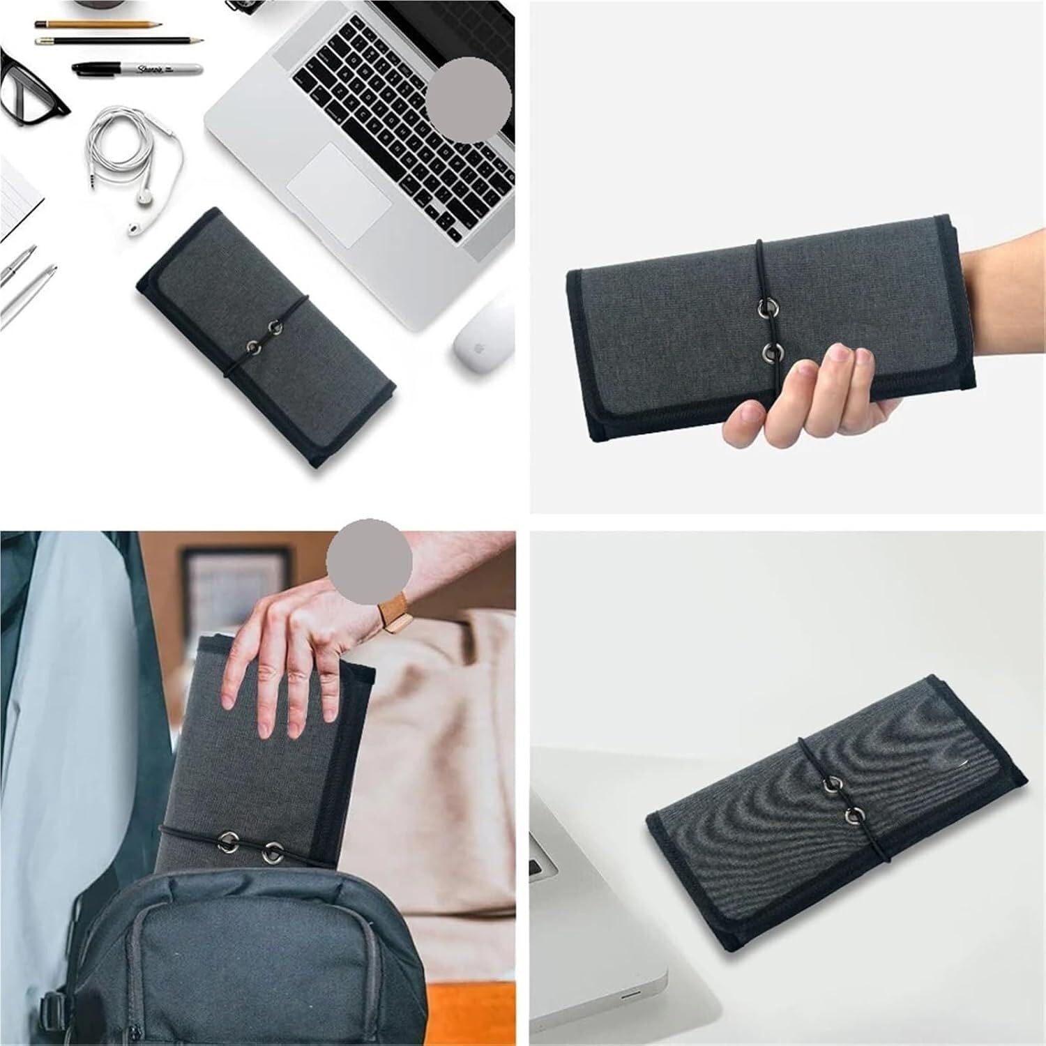 Borsa organizer for cavi, portatile impermeabile leggero da viaggio(Black)