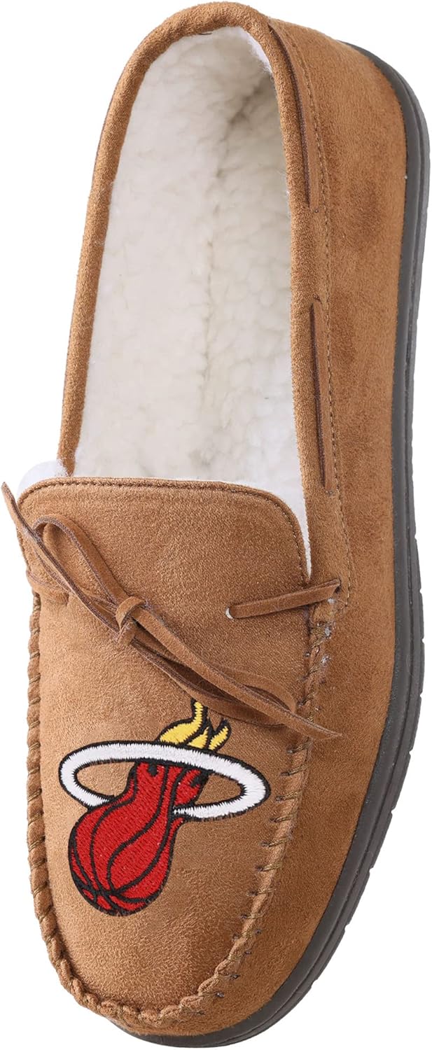 FOCO Mens NBA Team Logo Moccasin Slippers