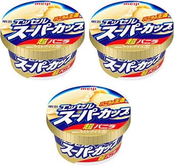 Meiji Essel Super Cup Super Vanilla, 6.8 fl oz 200 ml, 3 Pieces, Ice, Frozen