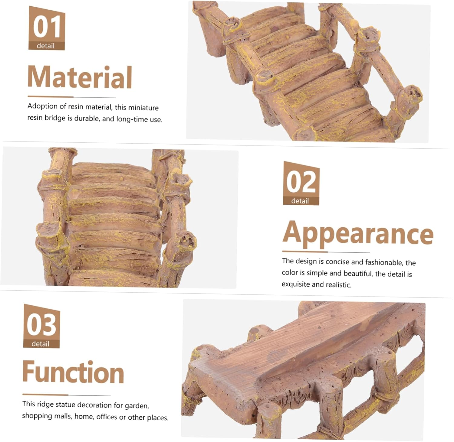 KICHOUSE Miniature Bridge Prop Small Resin Bridge Model for Garden Decor