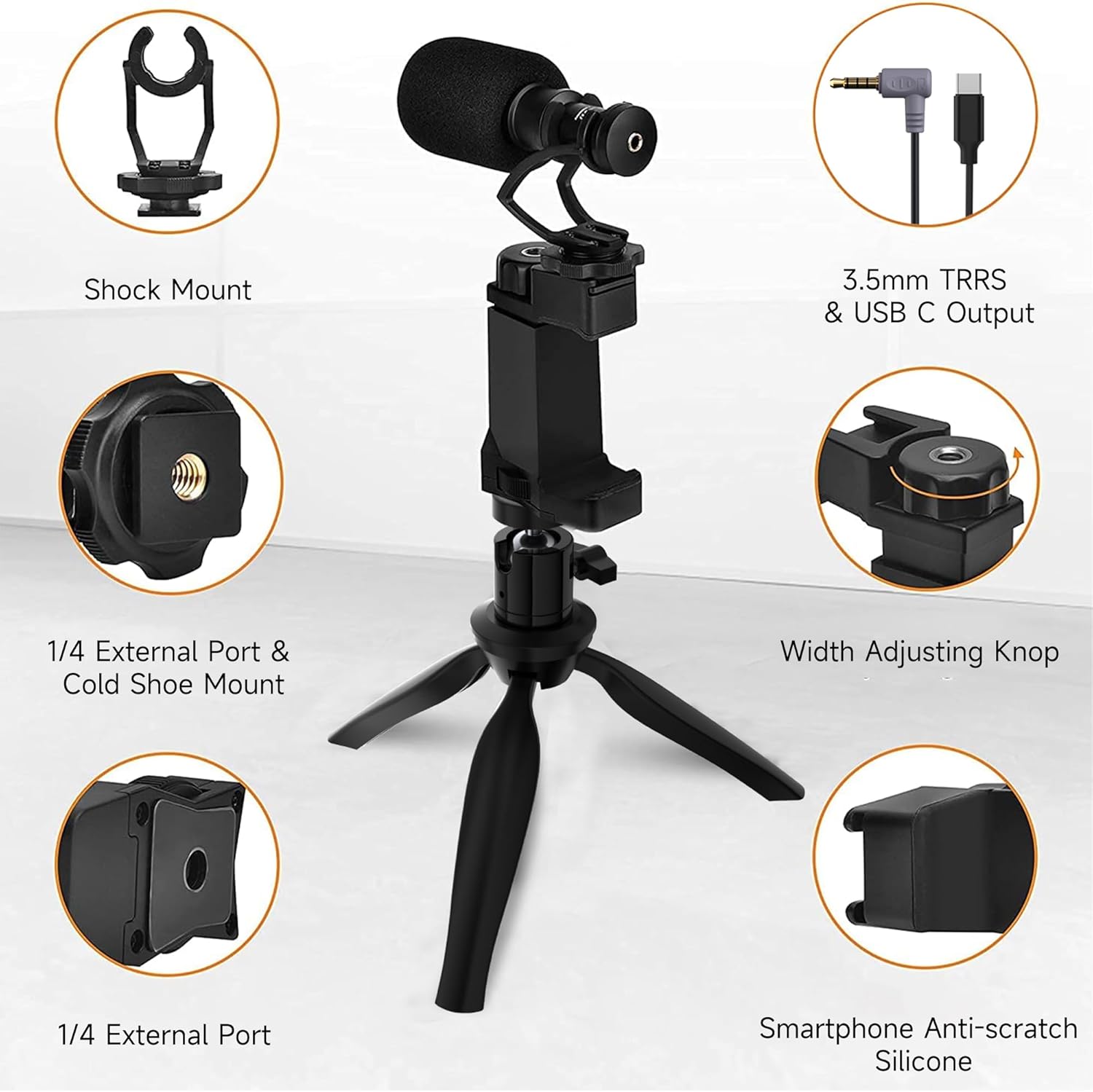 Comica CVM-VM10-K2 Filmmaker Mini Tripod with Shotgun Microphone for iPhone and Android, 3.5mm Jack, Auxiliary