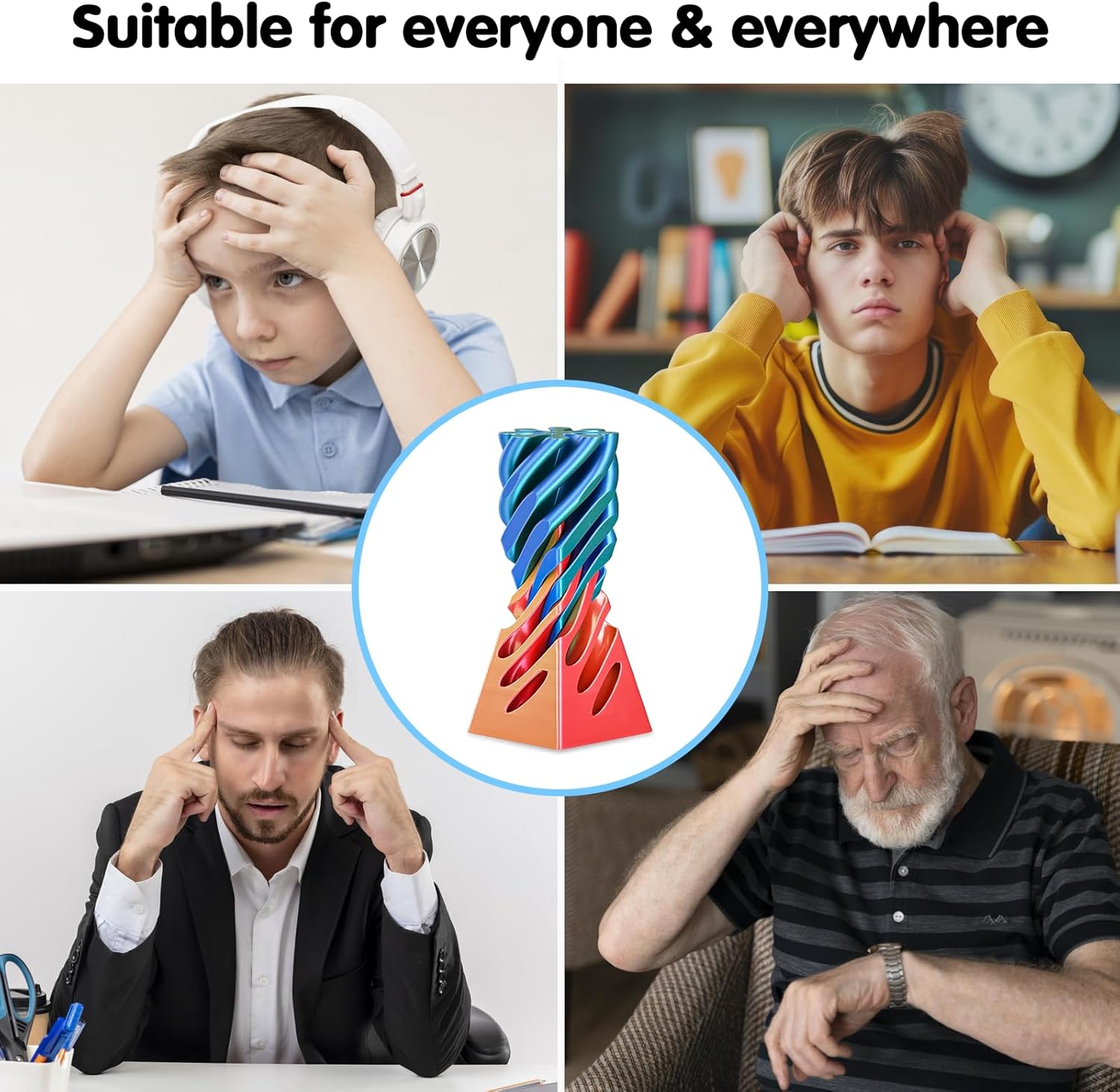 2PCS Impossible Pyramid Spiral Cone 3D Printed Fidget Toys Mini Stress Relief Creative Desk Decoration Gift for Kids and Adults for Birthday Christmas