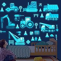 Vista 7 de Calcomanías de pared de construcción que brillan en la oscuridad, calcomanías de pared de construcción luminosas, calcomanías autoadhesivas que
