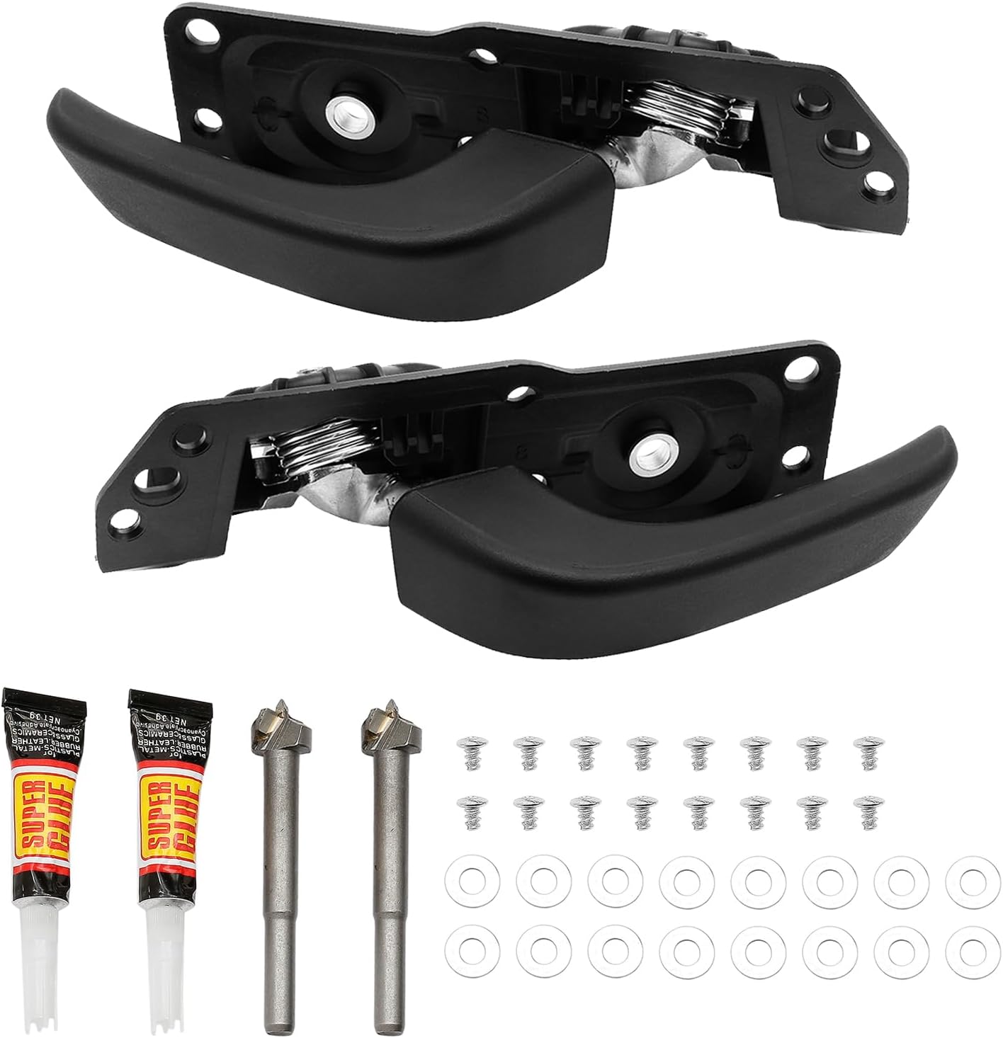 Interior Door Handle Kit Front/Rear Left/Right Passenger/Diver Side, Compatible With 07-14 Chevy Silverado Tahoe Suburban Avalanche, GMC Sierra Yukon, Cadillac Escalade, Replaces# 20833602, 20833606