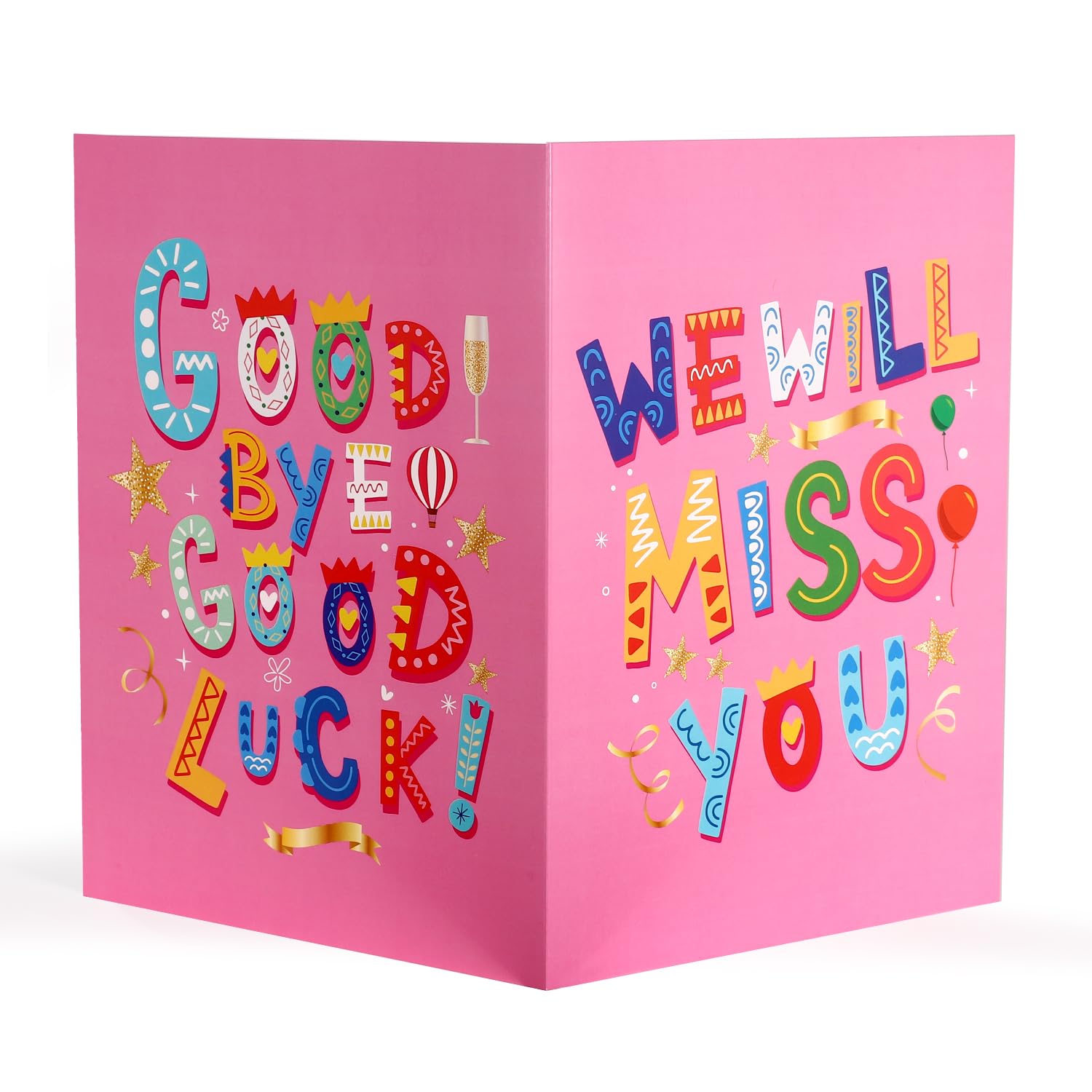 Gosknor Goodbye Good Luck Card, 15.75x10.63in Large Good Bye Greeting with Envelope Coworker Going Away Leaving Congratulations New Job We Will Miss