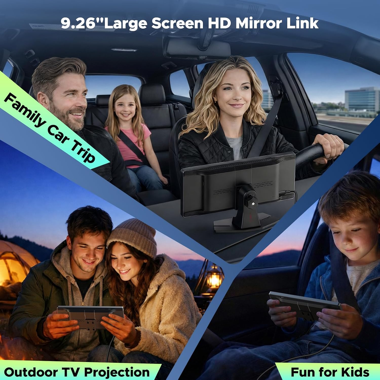 LAMTTO 9.26" Wireless CarPlay Screen for Car - Apple CarPlay & Android Auto Touchscreen, 1600x600 HD IPS Display, Plug & Play, OTA Updates, Waterproof Backup Camera & Screen Mirroring