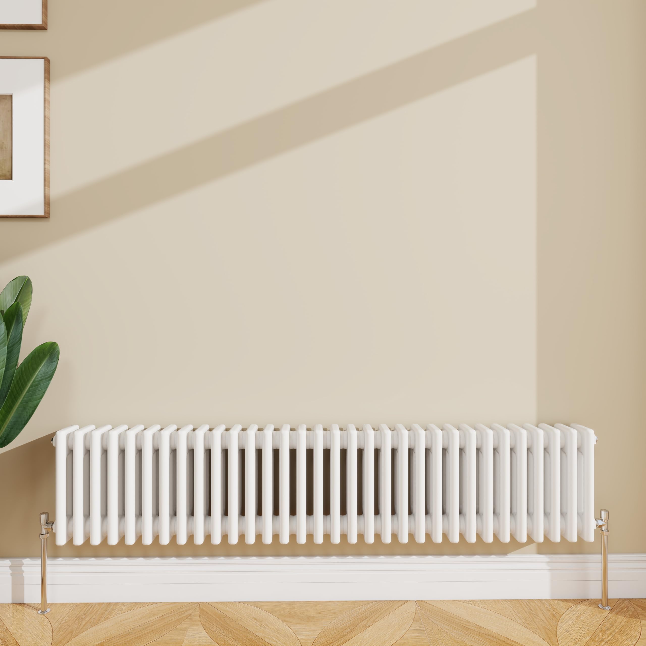 SLINE SANITARY 300x1460mm Cast Iron Style Traditional 2 Column Horizontal White Central Heating Radiator