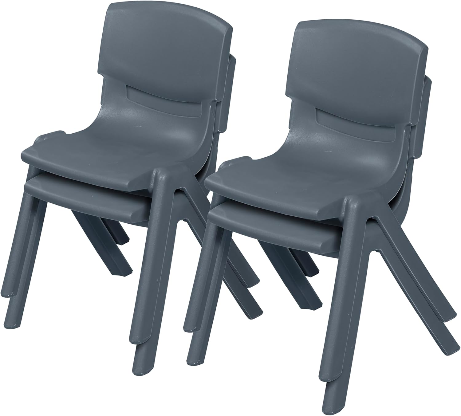Stackable School Chairs, 12in Seat Height, Kids Furniture, Grey, 4-Pack