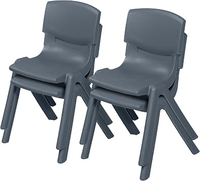 Back2School Express Stackable School Chairs, 12in Seat Height, 4-Pack, Grey