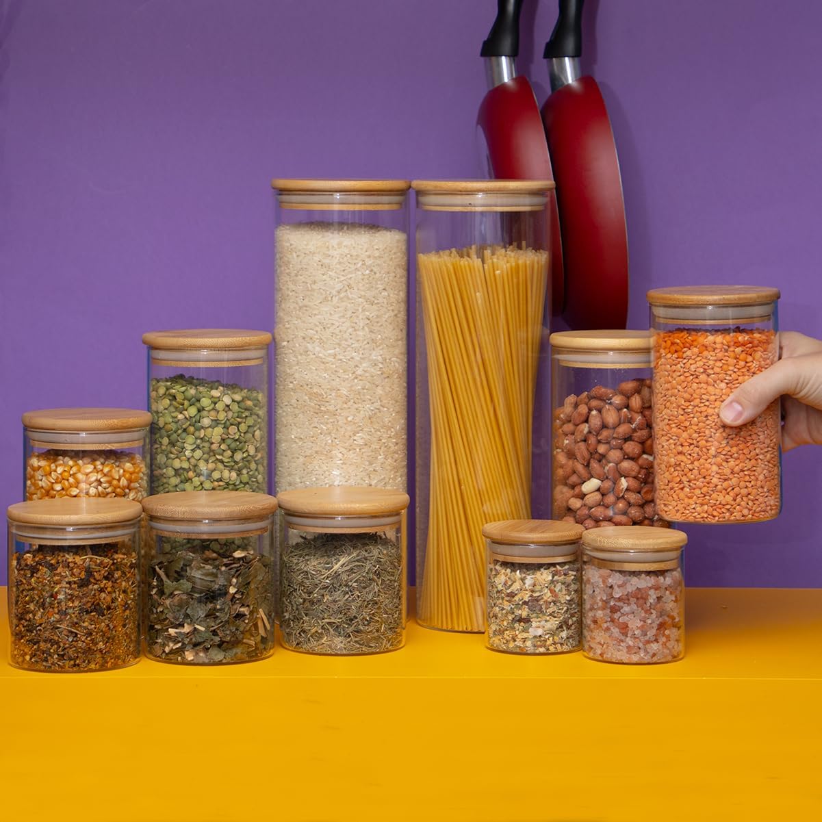 Avaliação Kit 11 Potes De Vidro Herméticos Com Tampa De Bambu - Tüd 5 71Fc996Olpl. Ac Sl1201