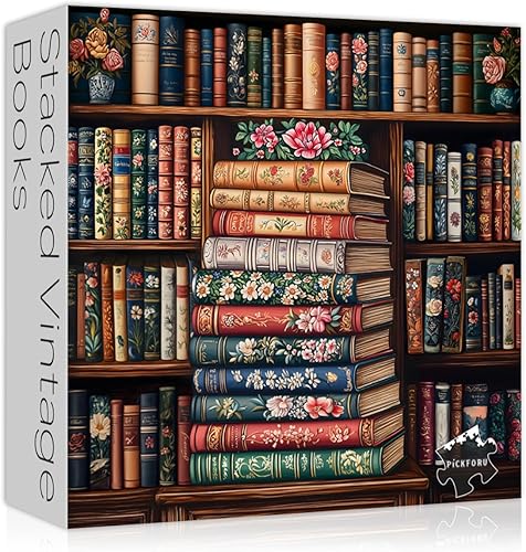 Rompecabezas vintage de 1000 piezas para adultos, rompecabezas de páginas de flores silvestres, rompecabezas estético retro de biblioteca floral,