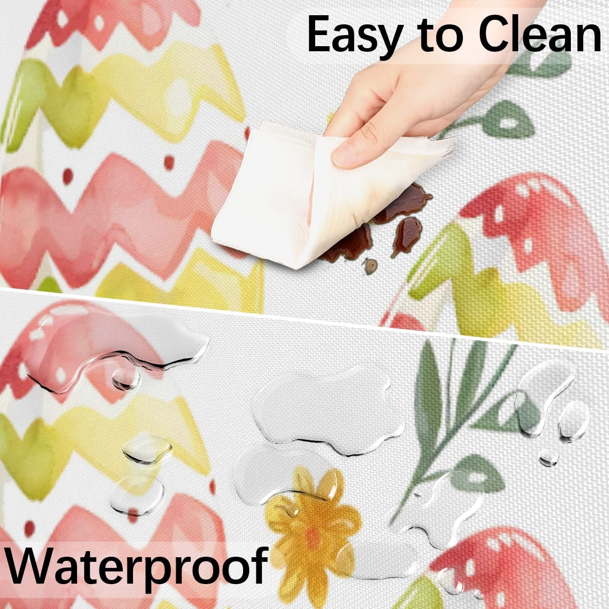 Easter Outdoor Round Tablecloth With Umbrella Hole, Easter Eggs Patio Table Cover Circle Fitted Tablecloth with Zipper Waterproof Umbrella Table Cover for Party Picnic, Fit for 45"-56" Round Tables