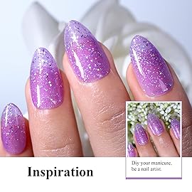 Imtiti Glitter Gel Nail Polish - 0.5 Fl Oz Lavender Purple Soak Off LED UV Manicure Kit for Women Girls - DIY Nail Art Starter
