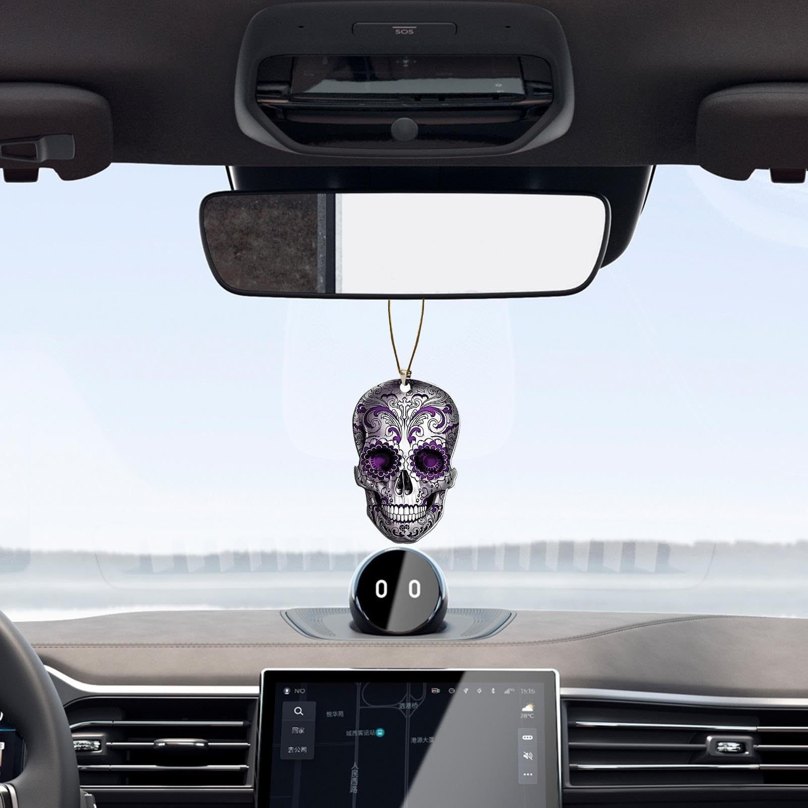 Autocollant De Fenêtre De Voiture Squelette, Autocollant De Fenêtre De Voiture | Autocollant Tête De Squelette Pour Fenêtre De Camion - Autocollant Squelette D'Halloween Effrayant Autocollants De