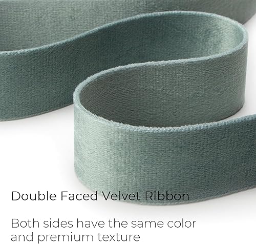 Miniatura 80 de Ribbli Cinta de terciopelo verde polvoriento, doble cara, carrete de 1 pulgada, cinta verde de 10 yardas, uso para adornos de árbol de Navidad