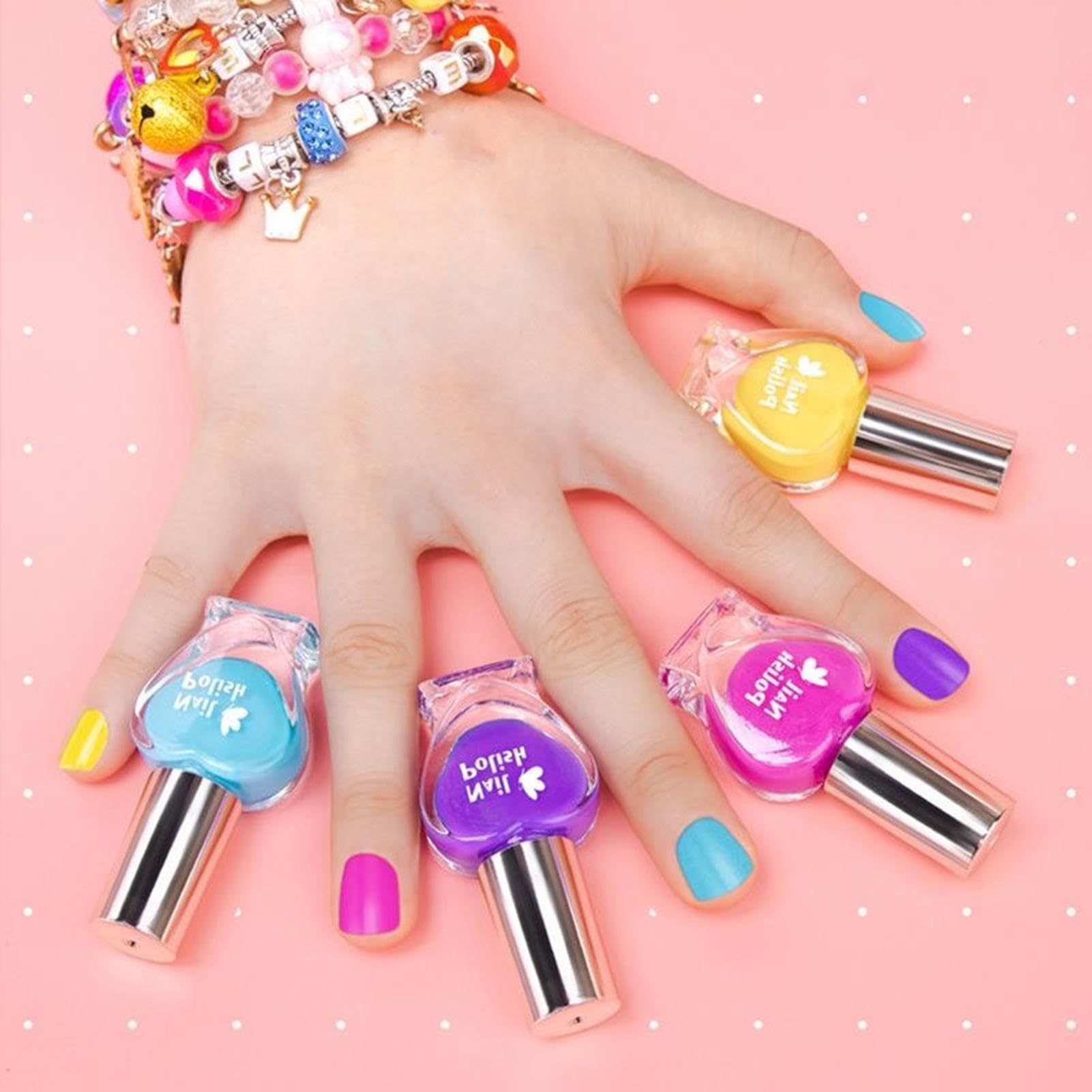 Kits de fabricación de pulseras para niñas, kit de fabricación de joyas | kit de fabricación de joyas para niños, de joyería del tesoro con pulsera, cuentas, esmalte de uñas para niñas de 5 a 12