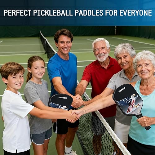 Miniatura 6 de Palas de pickleball, juego de paletas de pickleball de fibra de carbono, palas ligeras de pickleball de 0.630 in para hombres, mujeres, niños,