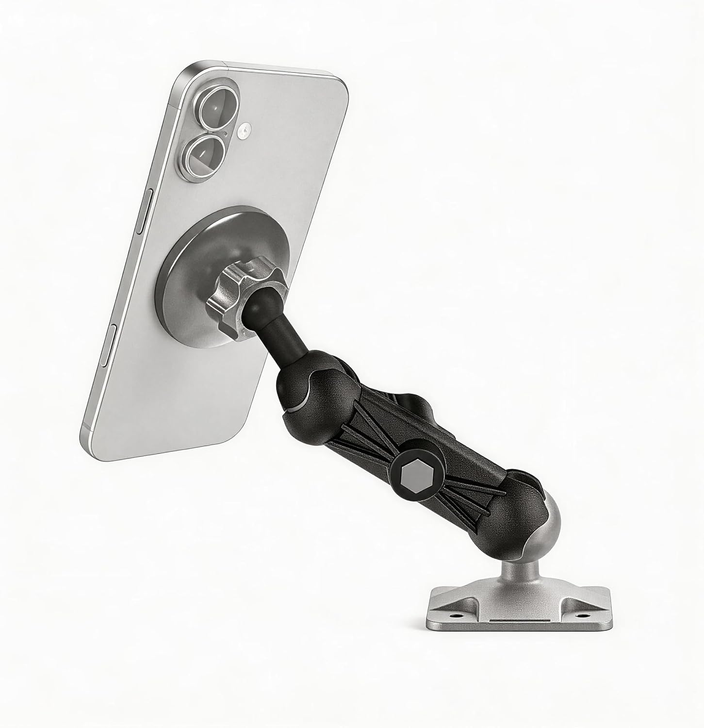 1 inch to 1 inch (2.45”+3.73”) Ball Mount Arm with 1 inch-20mm/1 inch-17mm Adapters for Car/Boat/Bike.