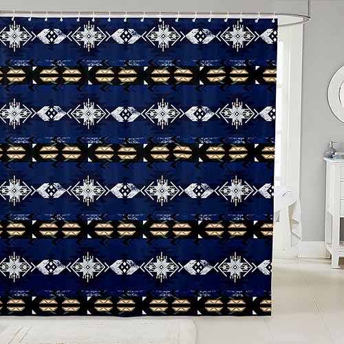 Miniatura 26 de Cortina de baño azteca de 72 pulgadas de ancho x 72 pulgadas de largo, cortina de ducha étnica tribal con flechas occidentales, juego de cortina