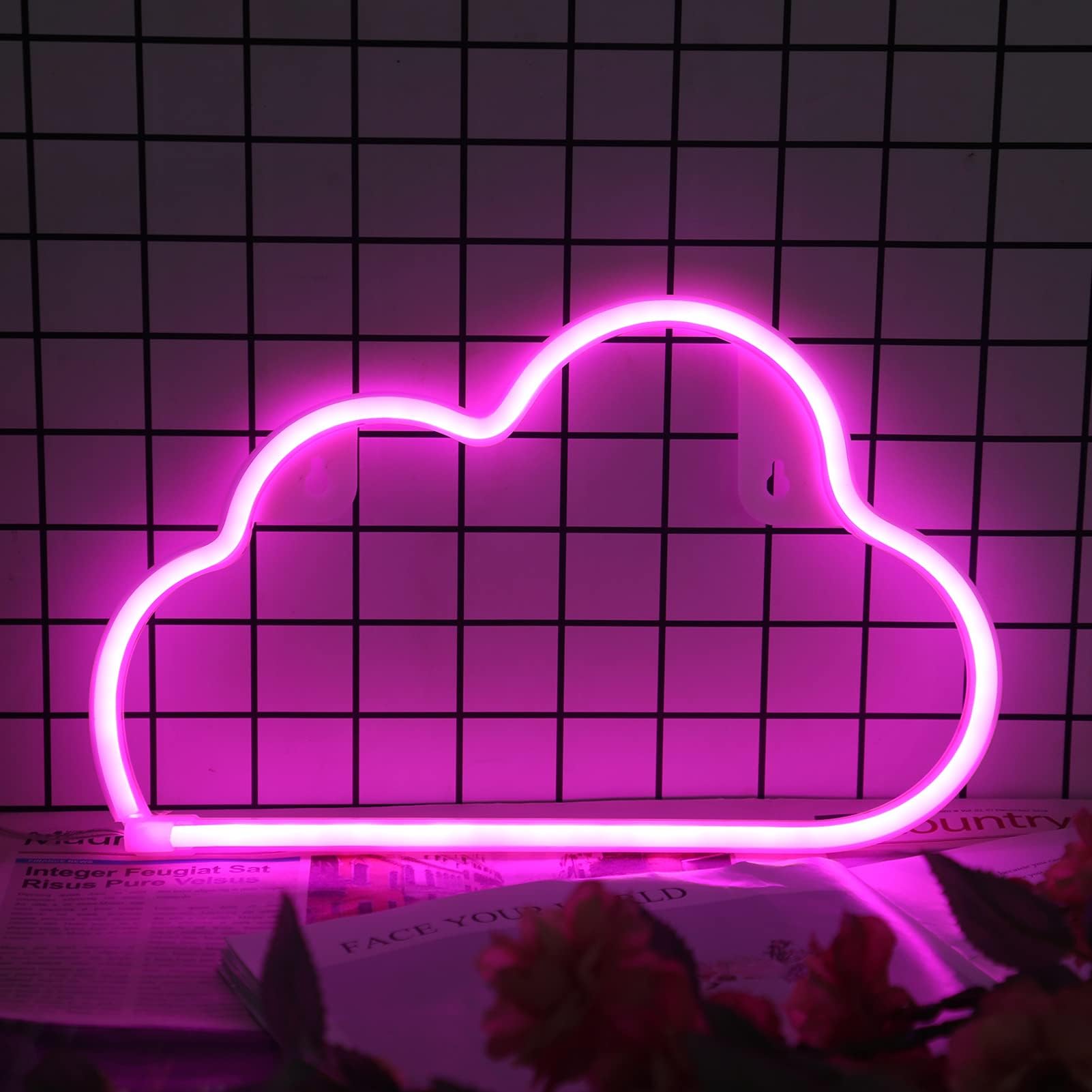 Beauenty LED Cloud Sign Shaped Decor Light,Wall Decor for Party Cloud Neon Sign Decor Light (Pink Cloud)