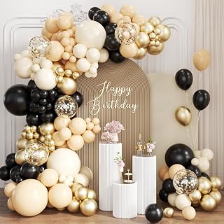 Black Nude White Gold Balloon Garland Arch Kit, 167Pcs Latex Balloons Different Sizes for Boho Birthday Baby Shower Gender Reveal Graduation Wedding Party Decorations