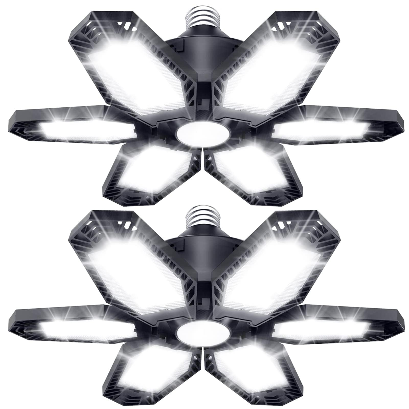 TANBABY 2 Pack LED Garage Lights, 150W Deformable Best Garage Light Ceiling LED Shop Lights, 15000LM LED Light 6500K Garage Lighting with 6+1 Adjustable Panels Garage bulb for Garage, Basement