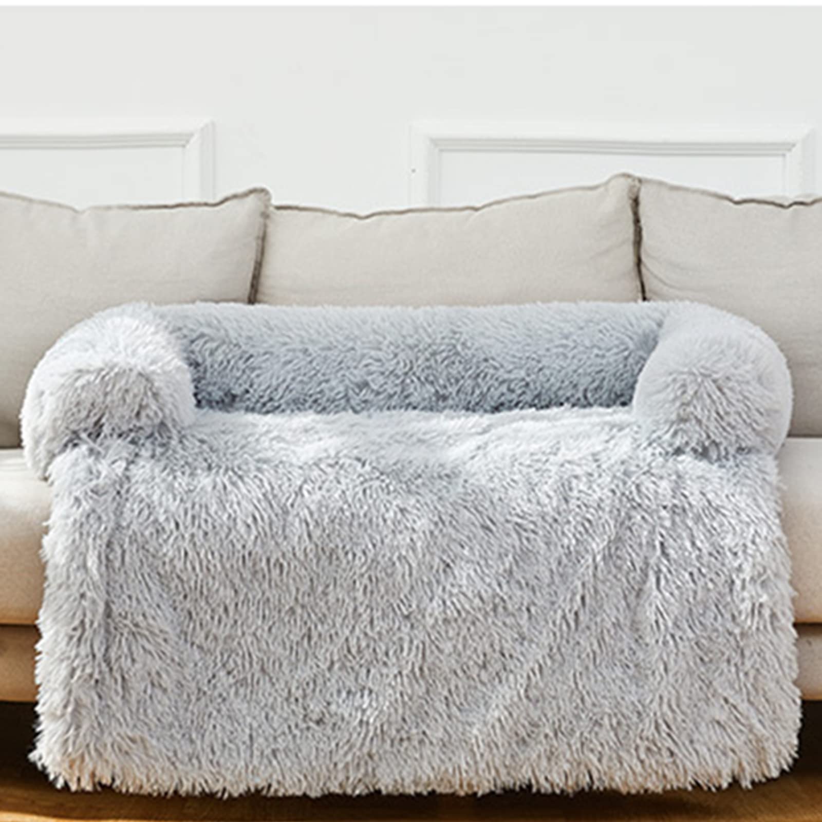 Sofá de Felpa Sofá Cama de Felpa for Camas de Felpa de Invierno Cojín Cama de Felpa Cama for Mascotas for Coche Confort Cálido for Accesorios de Perreras/296(Gradient Gray rounde)