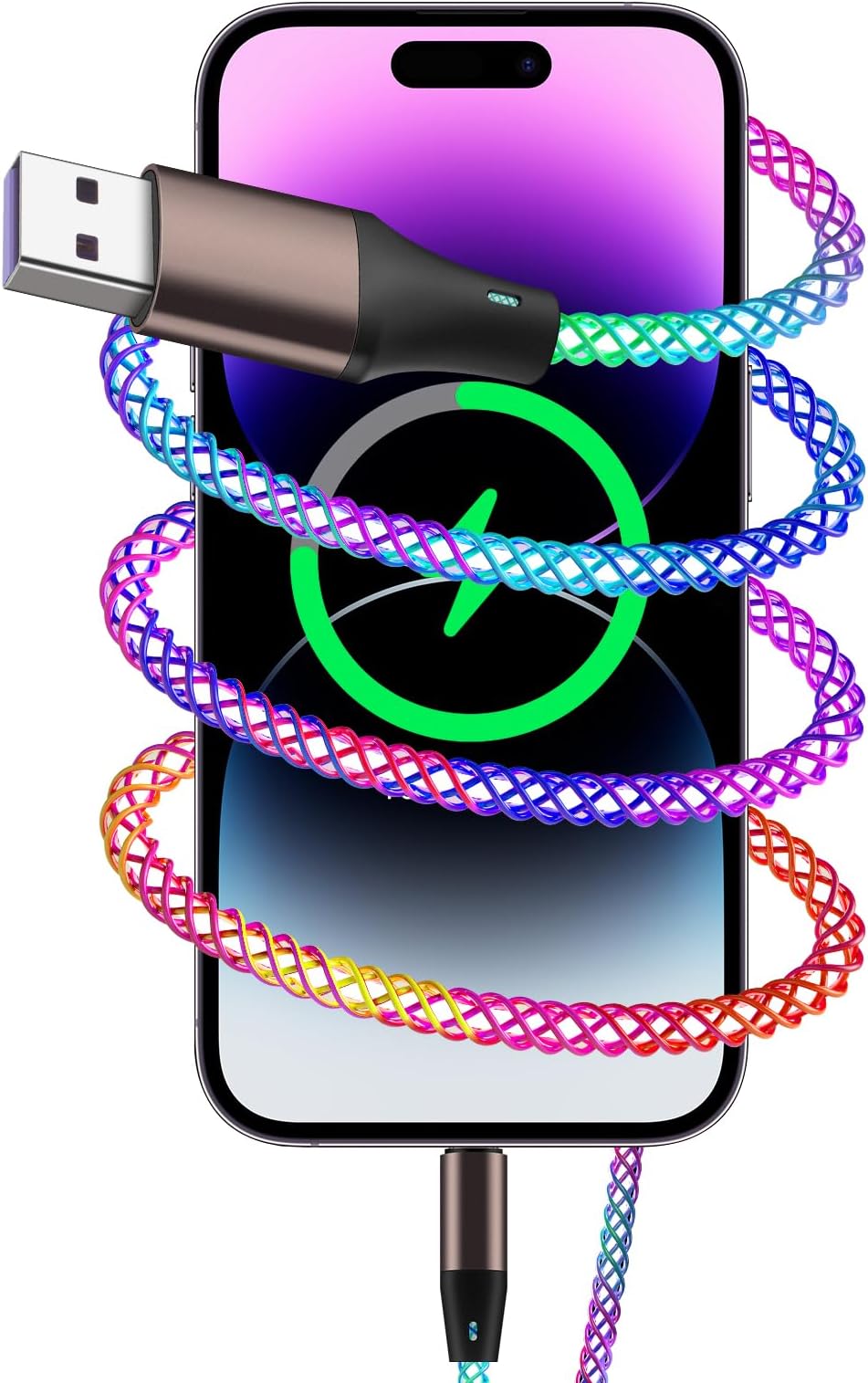 iPhone Charger Cable Light Up Lighting Cable 3.3FT/1M USB to Lighting Cable Braided 66W/6A iPhone USB Fast Charging Cable Cord Lead for iPhone 14/13/12/11/Pro/Xs Max/X/8/7/Plus/6S/6/SE/iPad and More