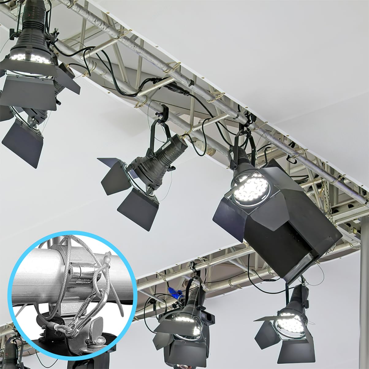 Hemobllo 8pcs Stage Lights Safety Cables Stainless Steel Cable Locks Long Thick Theft Spring Coil