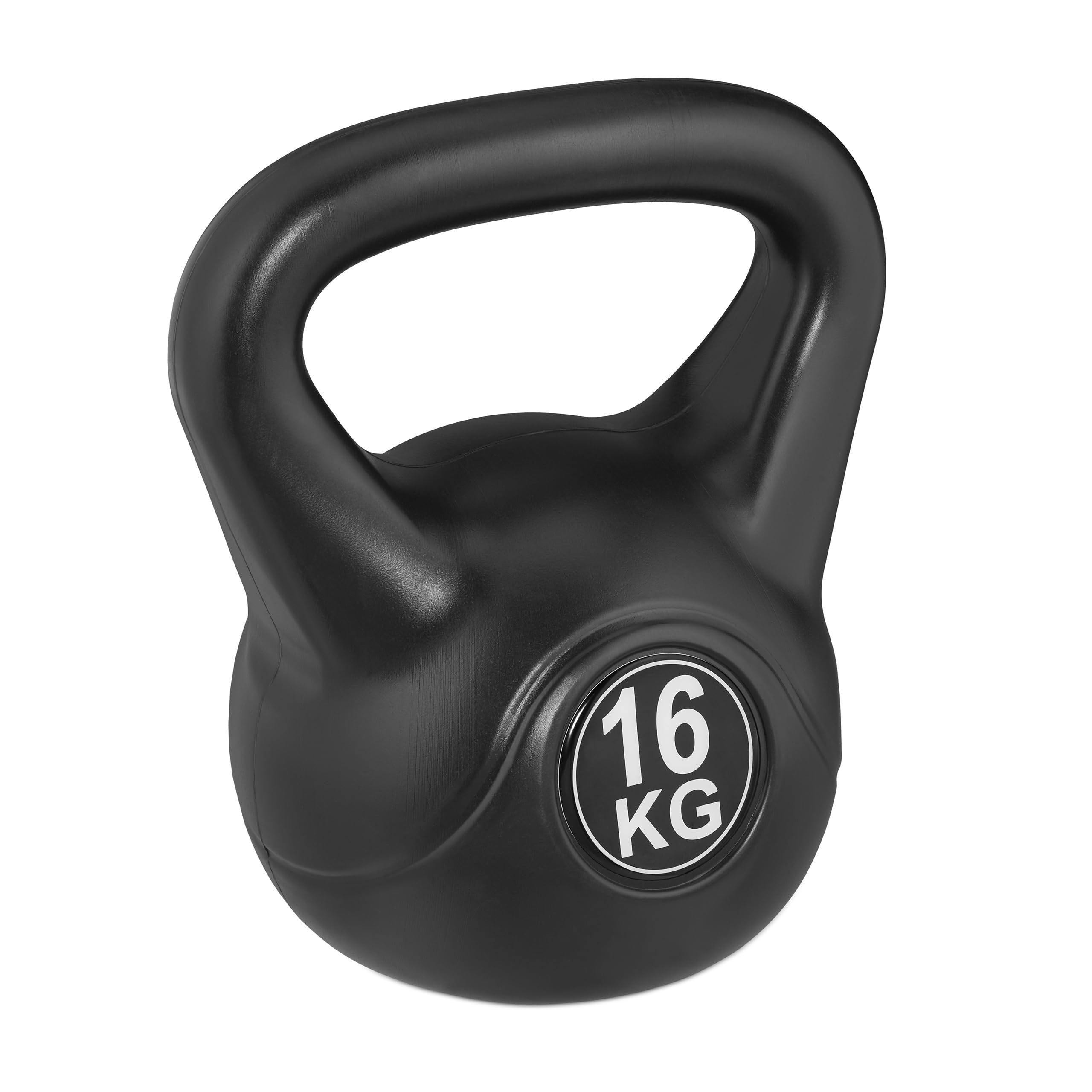 Relaxdays Kettlebell, różne rozmiary, hantle z tworzywa sztucznego, trening fitness, dla kobiet i mężczyzn, czarny