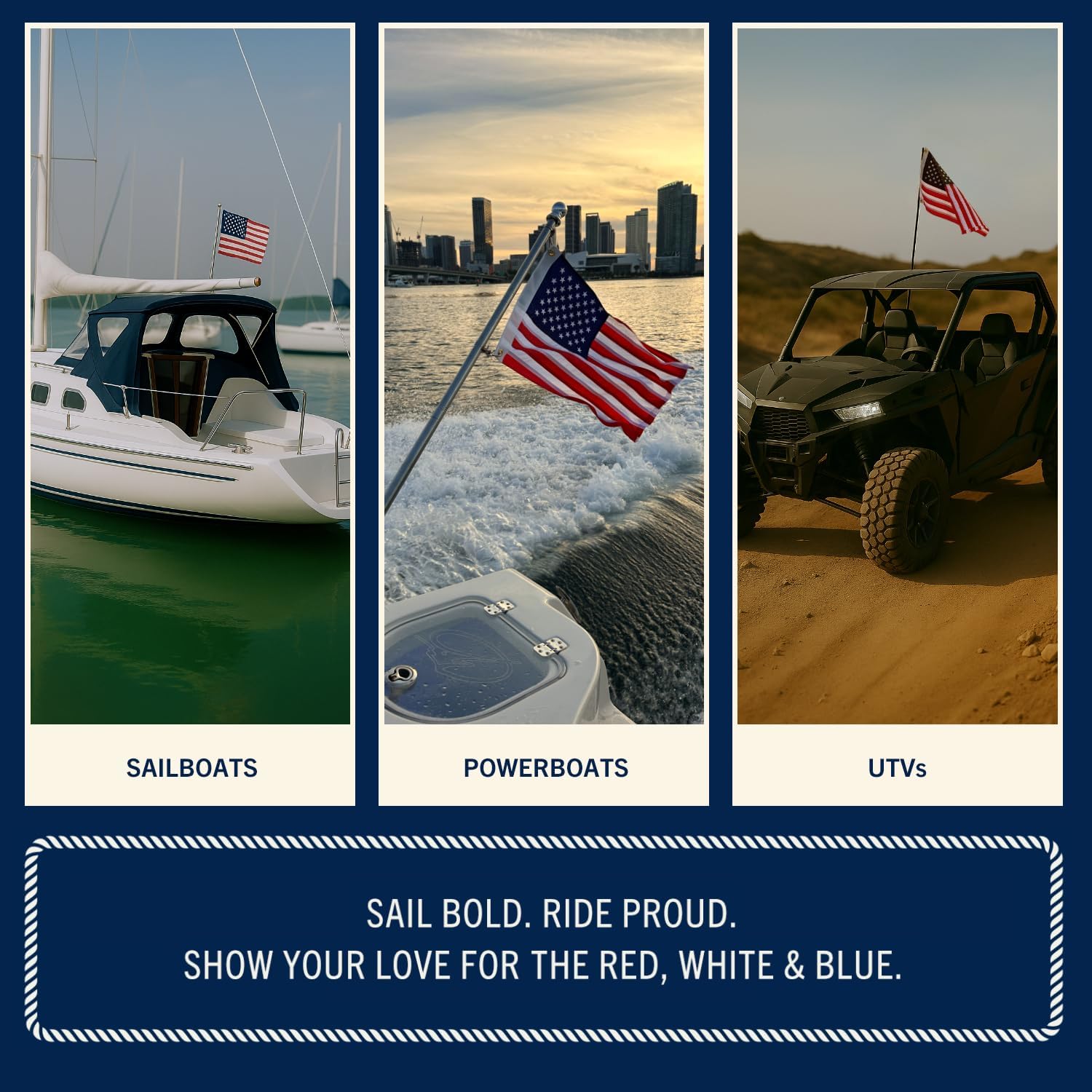 RainierSupplyCo American Flag for Boat - 12x18 USA Boat Flags with Embroidered Stars, Sewn Stripes, 2 Brass Grommets, 4 Heavy Duty Clips - Outdoor US Banner for Pontoon, UTV, Boating Accessories - Image 7
