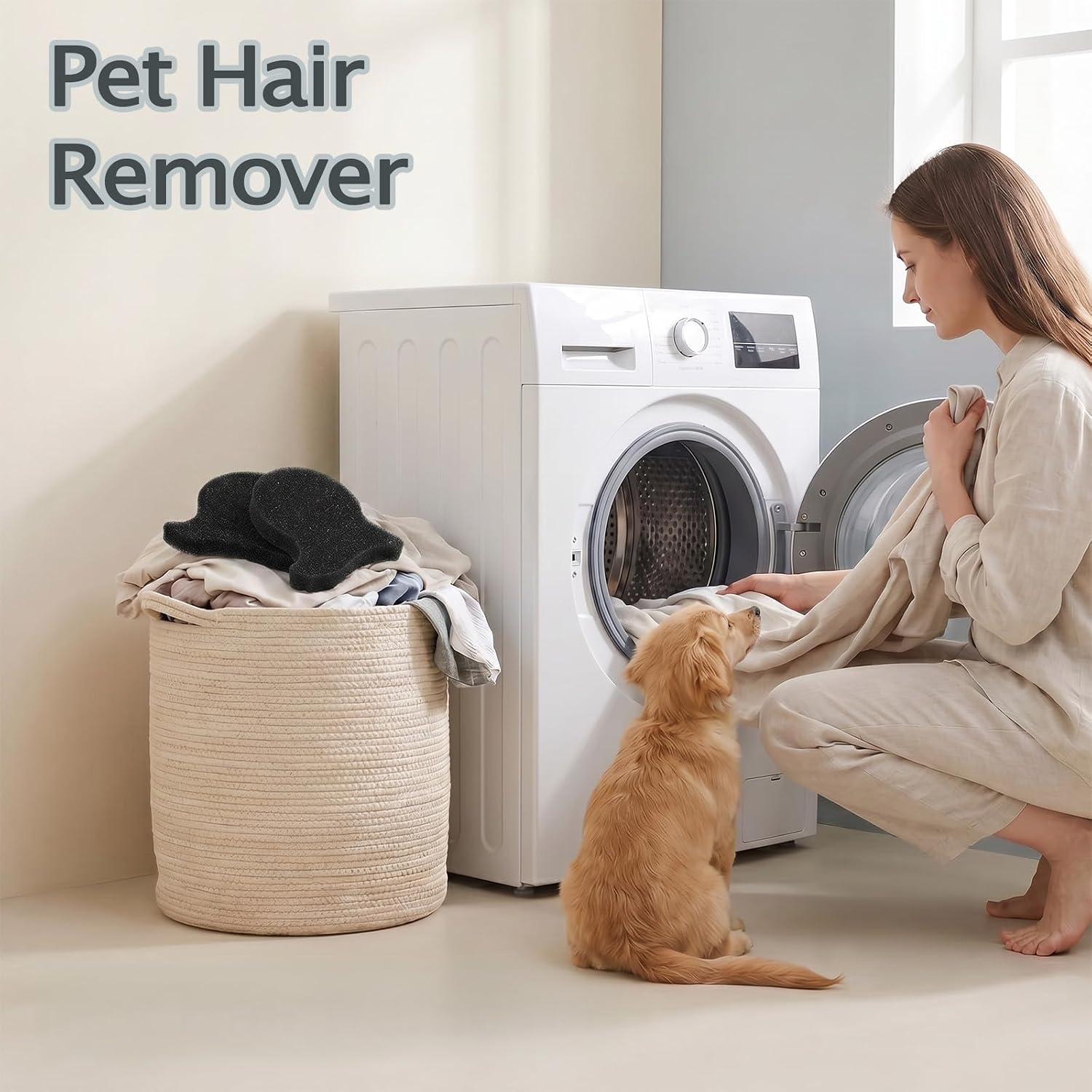 5 Pcs Pet Hair Remover for Laundry Reusable Dog & Cat Hair Remover Tool Removes Pet Hair, Lint and Dander from Bedding and Clothing Safe for Washing Machines, Dryers (Black)