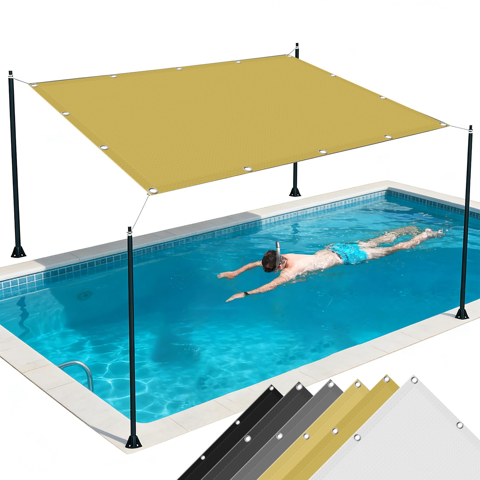 Voile ombrage 700 x 900 cm imperméable avec œillets toile protection solaire anti UV pour balcon