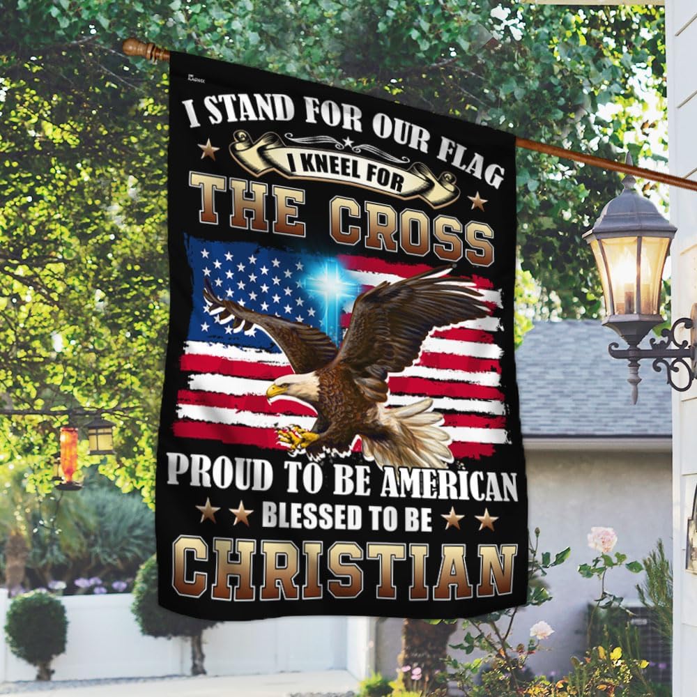 American Flag-Proud To Be American Blessed To Be Christian Eagle Patriot American Flag MLN3217F, Garden Flag (11.5" x 17.5")-USA Flags Premium Polyester-Decorative Indoor Outdoor Flag