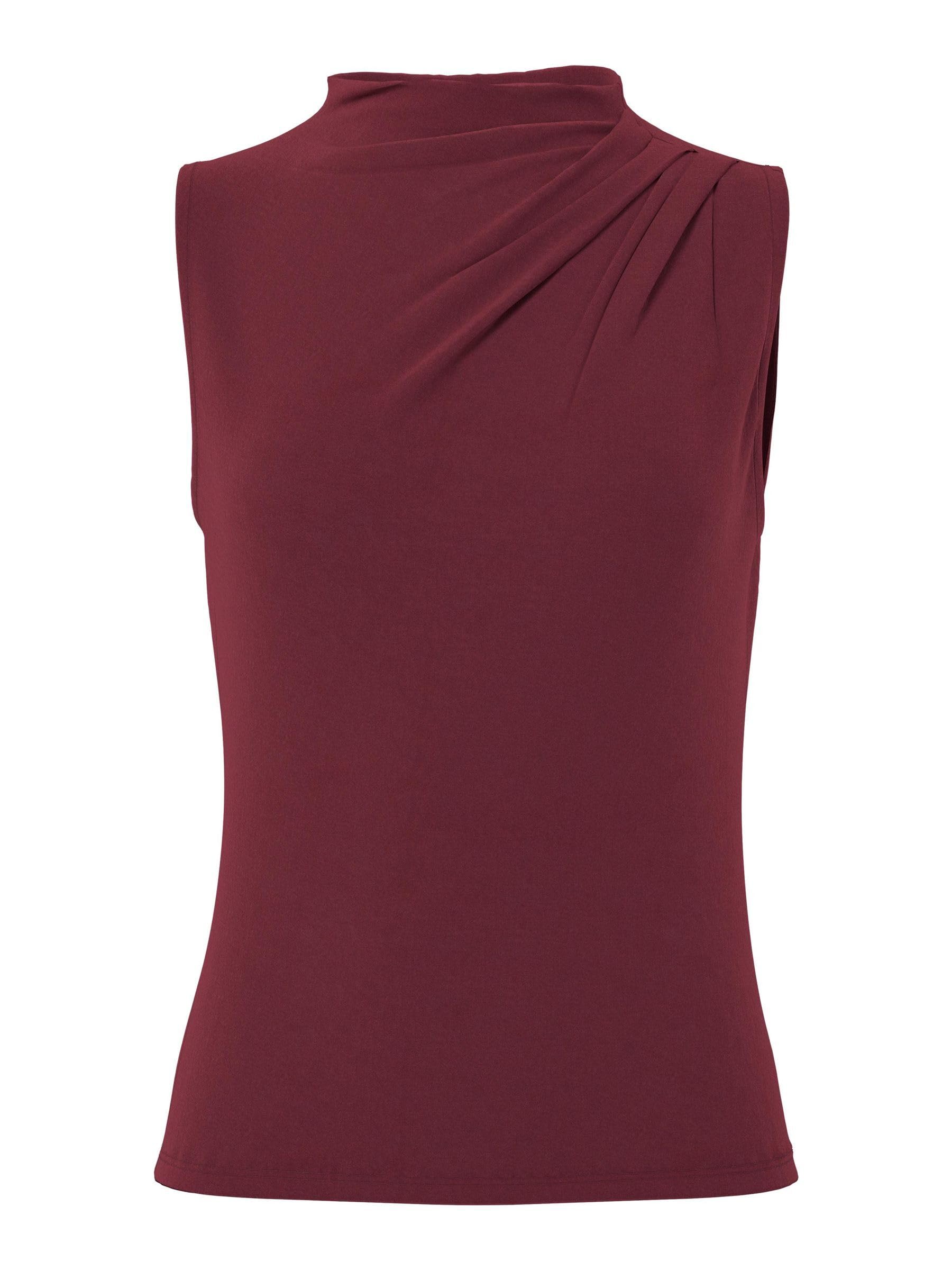 PIECES Women's Pcmadison SL Draped Noos BC Top, Tawny Port, XS